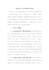 局2024年上半年党建工作总结