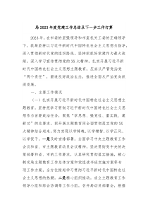 局20XX年度党建工作总结及下一步工作打算