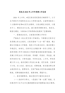 局机关2024年上半年党建工作总结