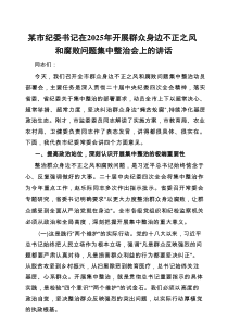 市纪委书记在2025年开展群众身边不正之风和腐败问题集中整治会上的讲话