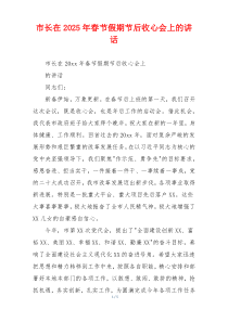 市长在2025年春节假期节后收心会上的讲话