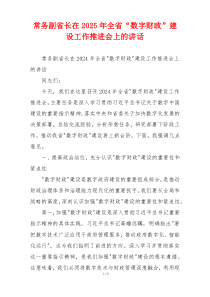 常务副省长在2025年全省“数字财政”建设工作推进会上的讲话