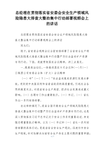 总经理在贯彻落实省安委会安全生产领域风险隐患大排查大整治集中行动部署视频会上的讲话