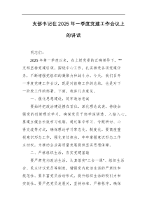 支部书记在2025年一季度党建工作会议上的讲话