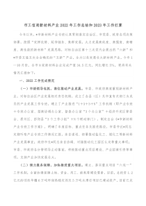 市工信局新材料产业20XX年工作总结和20XX年工作打算