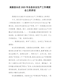 某副县长在2025年全县安全生产工作调度会上的讲话