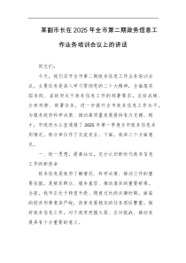某副市长在2025年全市第二期政务信息工作业务培训会议上的讲话
