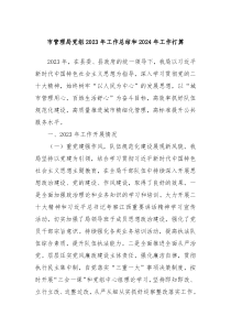 市管理局党组20XX年工作总结和2024年工作打算