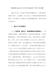 市财政局2024年上半年工作总结及下半年工作打算