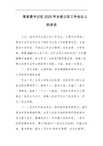 某县委书记在2025年全县公安工作会议上的讲话