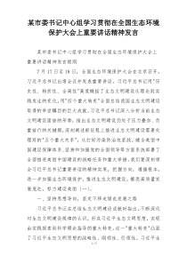 某市委书记中心组学习贯彻在全国生态环境保护大会上重要讲话精神发言