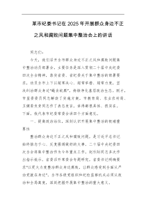 某市纪委书记在2025年开展群众身边不正之风和腐败问题集中整治会上的讲话
