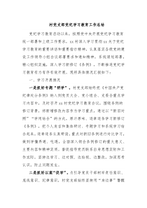 村党支部党纪学习教育工作总结