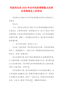 民政局长在2025年全市民政领域重点改革任务推进会上的讲话