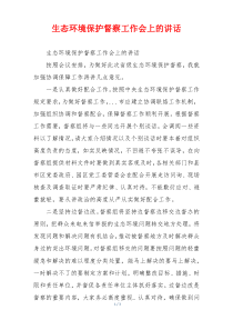 生态环境保护督察工作会上的讲话