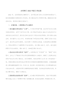 水利部门20XX年度工作总结