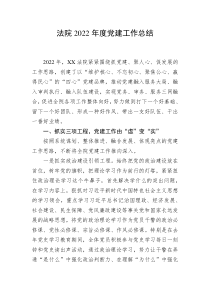 法院20XX年度党建工作总结