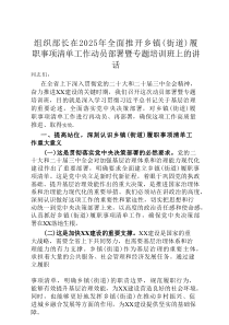 组织部长在2025年全面推开乡镇（街道）履职事项清单工作动员部署暨专题培训班上的讲话