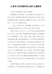 认真学习讲话精神用心践行主题教育