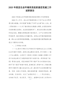 2025年度县生态环境局党组抓基层党建工作述职报告