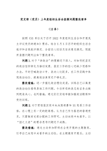 12条党支部党员上年度组织生活会查摆问题整改清单
