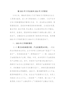 镇20XX年工作总结和2024年工作谋划