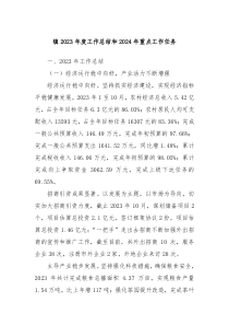 镇20XX年度工作总结和2024年重点工作任务