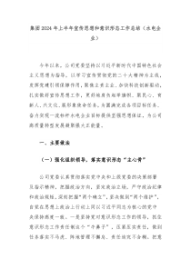 集团2024年上半年宣传思想和意识形态工作总结水电企业