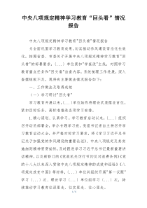 中央八项规定精神学习教育“回头看”情况报告