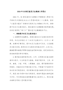 2024年XX新区基层卫生健康工作要点