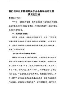 县行政审批和数据局关于全县数字经济发展情况的汇报