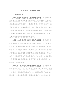 2024年个人检视剖析材料