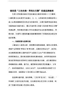 镇党委“三色先锋·旱码头引擎”党建品牌案例