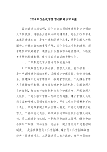 2024年国企改革管理创新培训班讲座