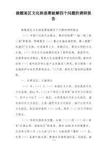 做靓某区文化核亟需破解四个问题的调研报告