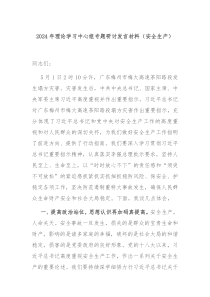 2024年理论学习中心组专题研讨发言材料安全生产
