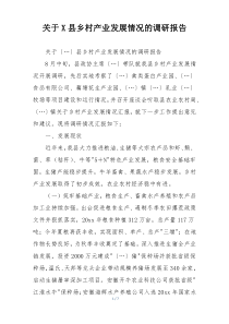 关于X县乡村产业发展情况的调研报告