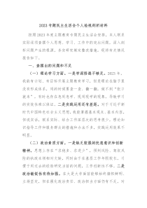20XX专题民主生活会个人检视剖析材料