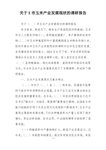 关于X市玉米产业发展现状的调研报告