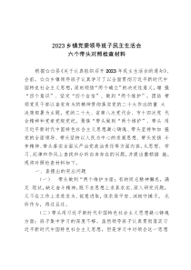 20XX乡镇党委领导班子民主生活会六个带头对照检查材料
