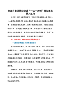 xxx街道办事处就业促进“一法一条例”贯彻落实情况汇报