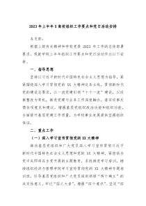 20XX年上半年X高校组织工作要点和党日活动安排
