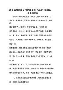 在全县传达学习2025年全国“两会”精神会议上的讲话