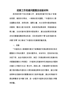 巡察工作党建问题整改经验材料