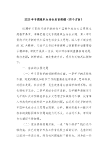 20XX年专题组织生活会发言提纲四个方面