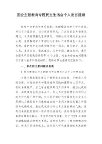 20XX年主题教育专题民主生活会个人对照检查国企总经理践行宗旨等6个方面案例剖析上年度整改个人事项