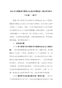 20XX年主题教育专题民主生活会对照检查践行宗旨等6个方面班子