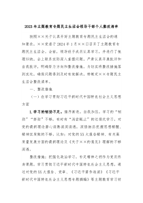 20XX年主题教育专题民主生活会领导干部个人整改清单
