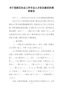 关于某新区社会工作专业人才队伍建设的调研报告