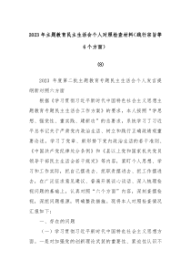 20XX年主题教育民主生活会个人对照检查材料践行宗旨等6个方面8